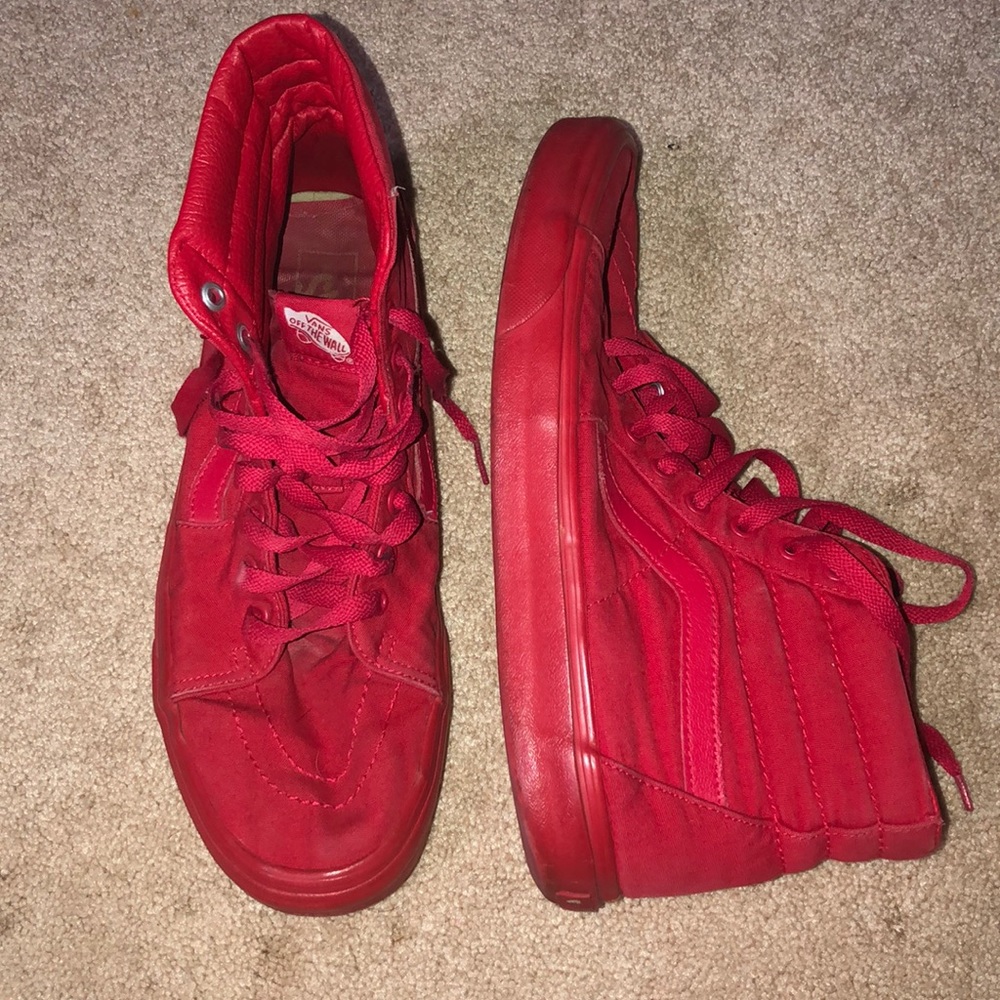 Vans high top shoes all red